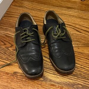 Cole Haan Black Leather Oxfords with Green Laces
